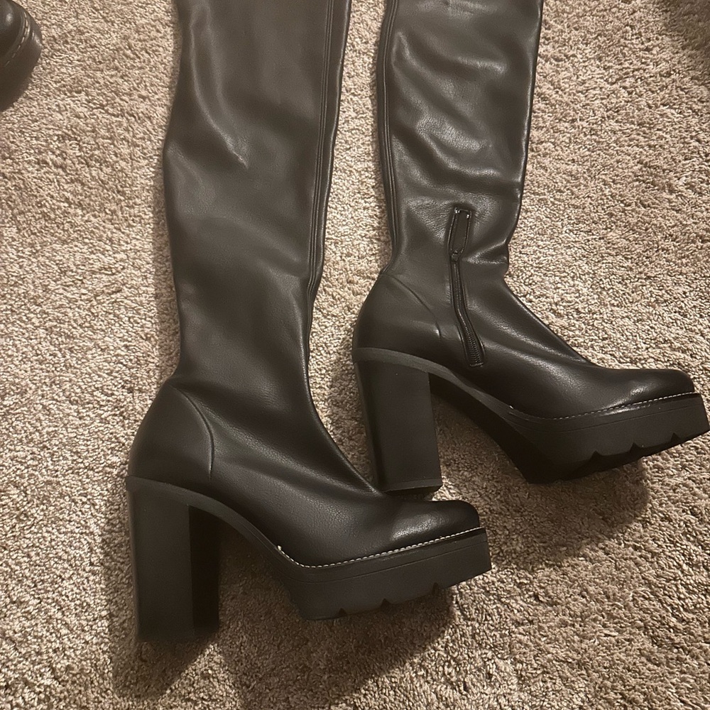 FREE PEOPLE Black Thigh-High Platform Boots - Picture 4 of 8